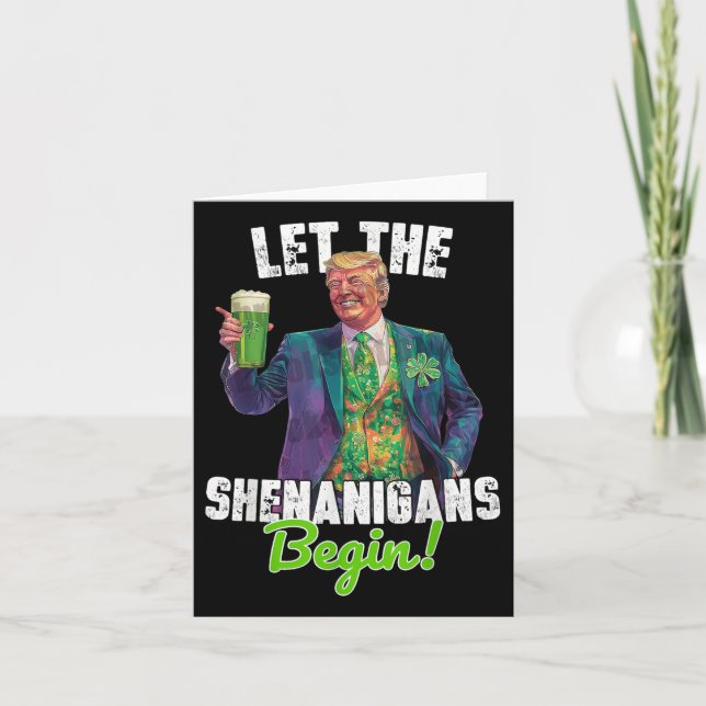 Tarjeta Día divertido de San Patricio Trump Deja que comie (Anverso)