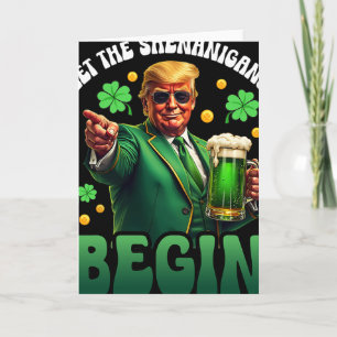 Tarjeta Día divertido de San Patricio Trump Deja que comie