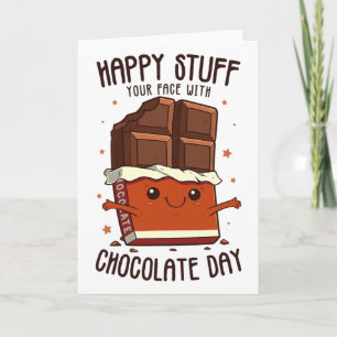 Tarjeta Día Divertido Feliz para Rellenar tu Cara con Choc