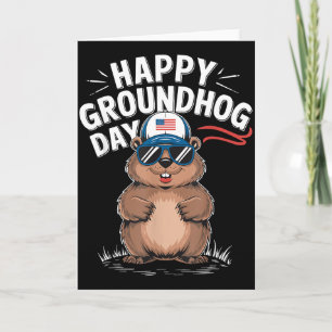 Tarjeta Día divertido y feliz de la marmota