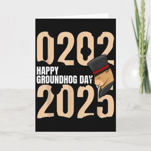 Tarjeta Día divertido y feliz de la marmota 2 de febrero d
