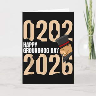 Tarjeta Día divertido y feliz de la marmota 2 de febrero d