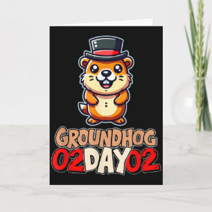 Tarjeta Día divertido y feliz de la marmota 2 de febrero F