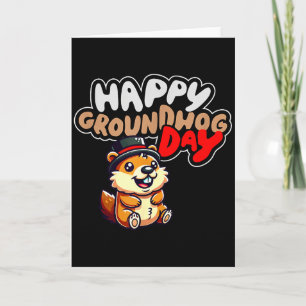 Tarjeta Día divertido y feliz de la marmota 2 de febrero F