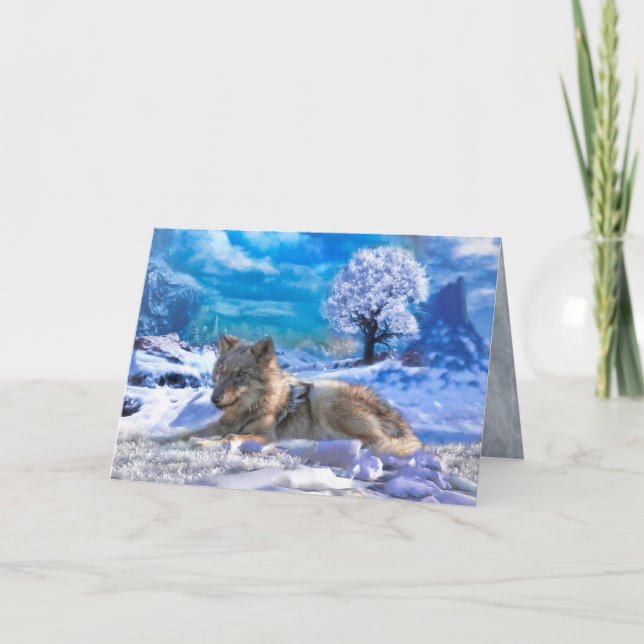 TARJETA DÍA EN LA PLAYA DE NIEVE GRAY WOLF (Anverso)