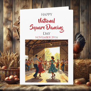 Tarjeta Día Feliz de Baile Cuadrado Nacional   29 de Novie
