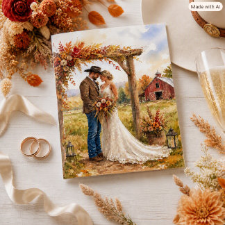 Tarjeta Día Feliz de Boda Granero Occidental Saludo de Oto