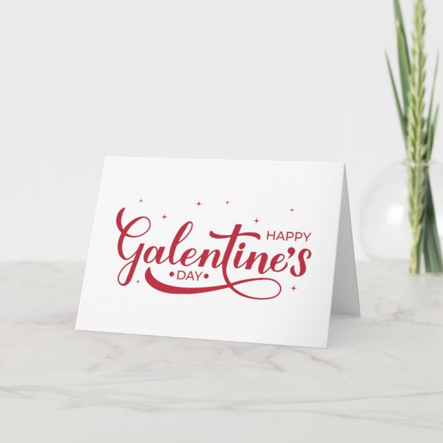 Tarjeta Día feliz de Galentines lettering caligráfico (Anverso)