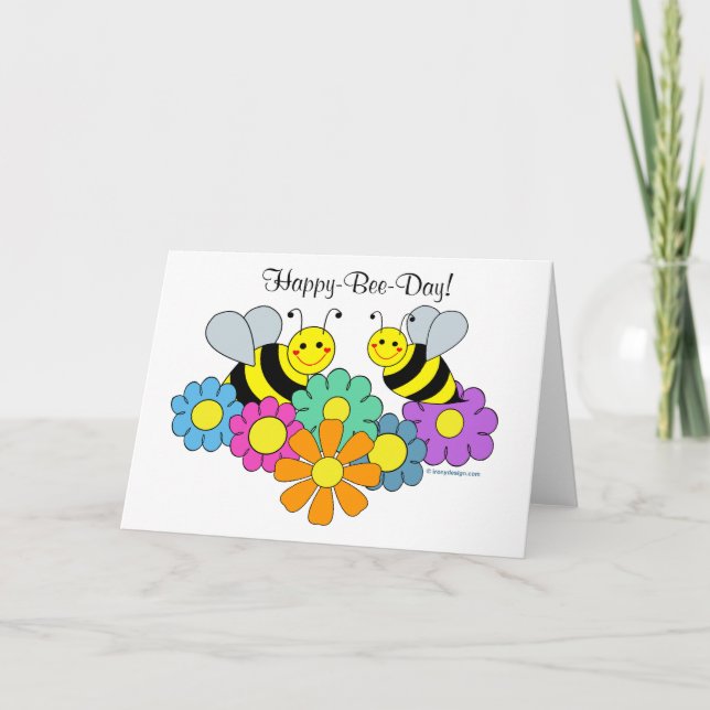 Tarjeta Día feliz de la abeja de las abejas y de las (Anverso)