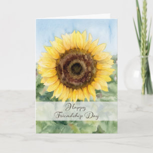 Tarjeta Día Feliz de la Amistad Girasol Jardín Amarillo