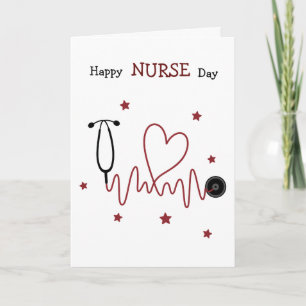 Tarjeta Día Feliz de la Enfermera Ilustración de Estetosco