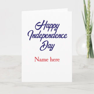 Tarjeta día feliz de la independencia nombre rojo azul ame