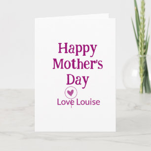 Tarjeta Día feliz de la madre nombre femenino amor mauve s