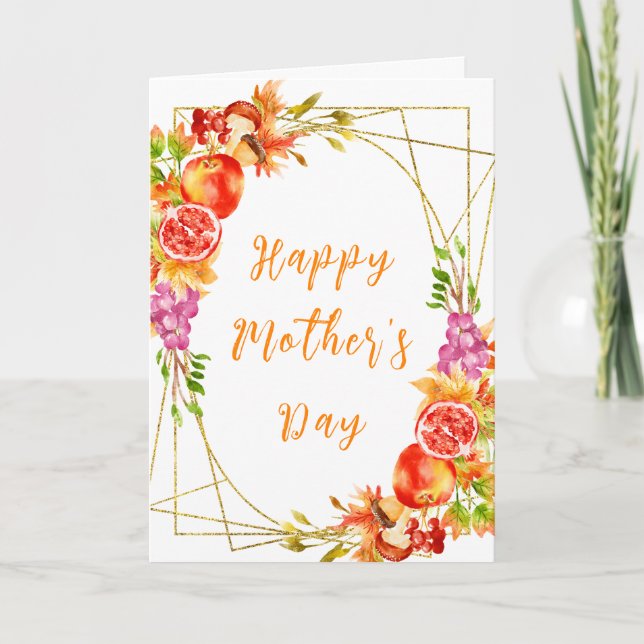 Tarjeta Día Feliz de la Madre Otoño Cosecha (Anverso)