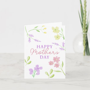 Tarjeta Día Feliz de la Madre Suave Floral Acuarela Pastel