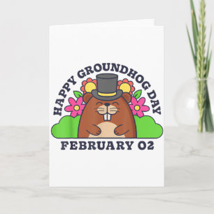 Tarjeta Día Feliz de la Marmota 2 de febrero Hombres Mujer