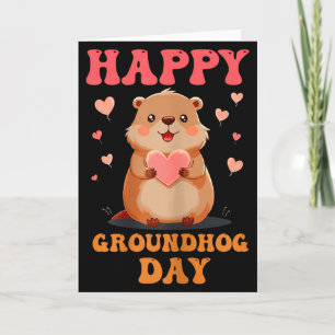Tarjeta Día Feliz de la Marmota Arte Retro Divertido para