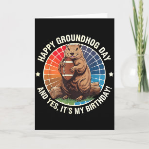 Tarjeta Día Feliz de la Marmota Cumpleaños Fútbol Divertid