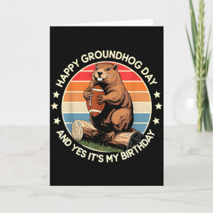 Tarjeta Día Feliz de la Marmota de Fútbol y Sí Es Mi Cumpl