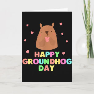 Tarjeta Día Feliz de la Marmota Divertida Marmota Animal L
