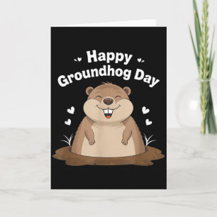 Tarjeta Día Feliz de la Marmota Divertida Marmota Animal L