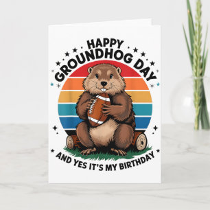 Tarjeta Día Feliz de la Marmota Sí Es Mi Cumpleaños Fútbol