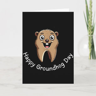 Tarjeta Día Feliz de la Marmota Vibraciones Dentales Lindo