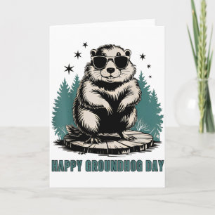 Tarjeta Día Feliz de la Marmota y Sí es mi Cumpleaños Dive