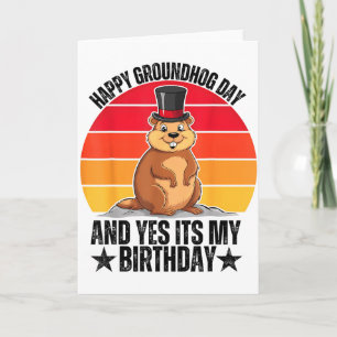 Tarjeta Día Feliz de la Marmota y Sí es mi Cumpleaños Dive