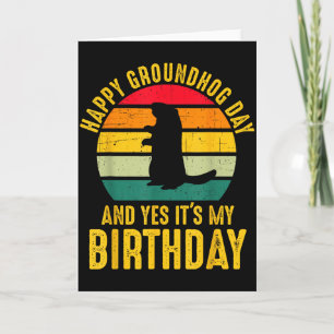 Tarjeta Día Feliz de la Marmota y Sí es mi Cumpleaños Dive