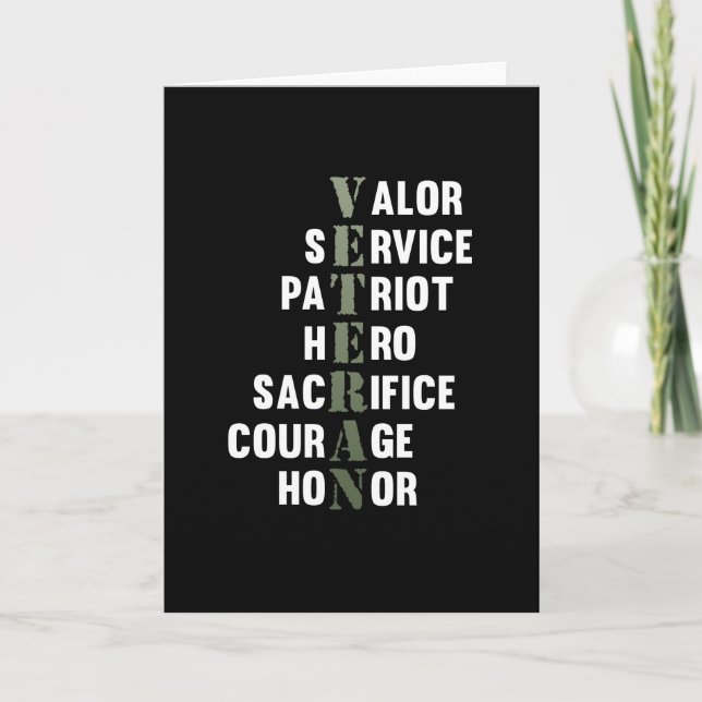 Tarjeta Día Feliz de los Veteranos Apoyo Gráfico (Anverso)