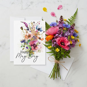 Tarjeta Día feliz de Mayo costumbre floral
