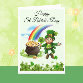 Tarjeta Día Feliz de San Patricio Duende Arcoíris Personal