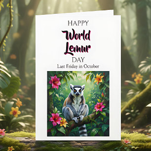Tarjeta Día Feliz del Lémur Mundial   Último viernes de oc