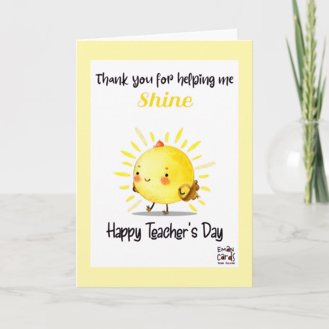 Tarjeta Día Feliz del Maestro con Sol (Anverso)