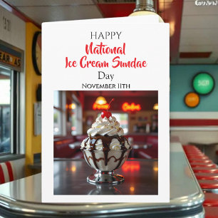 Tarjeta Día Feliz del Sundae de Helado Nacional   11 de no