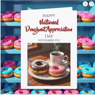 Tarjeta Día Feliz Nacional de la Donut   5 de noviembre