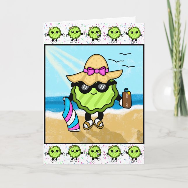Tarjeta Día Feliz! | Pepino Divertido de Playa   (Anverso)