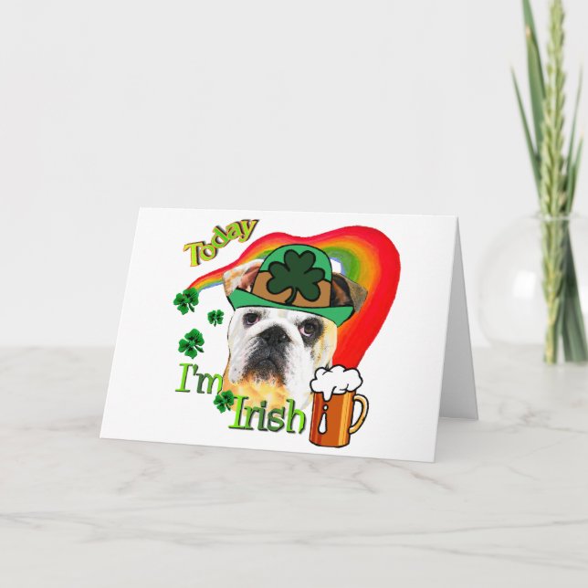 Tarjeta Día inglés del St Patricks del bulldog (Anverso)