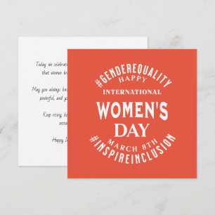 Tarjeta Día Internacional de la Mujer   8 de marzo Igualda