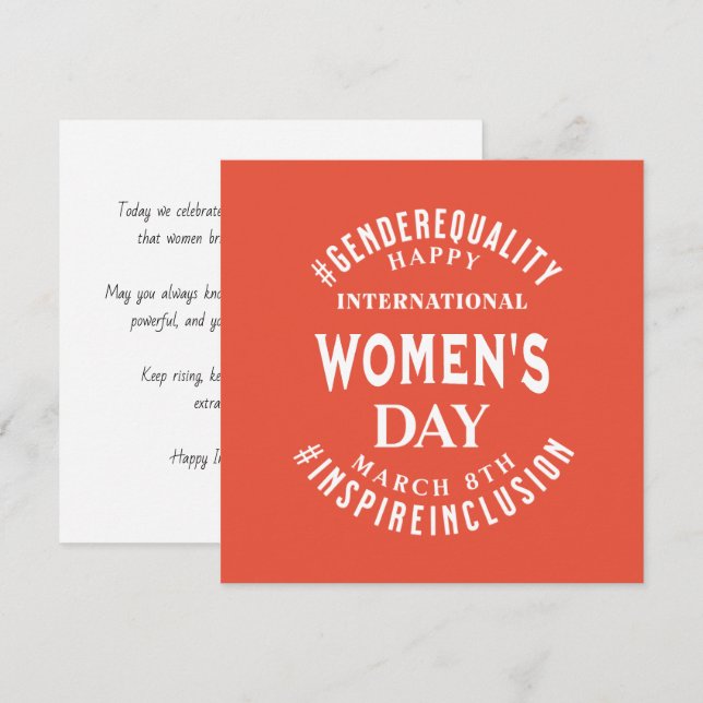 Tarjeta Día Internacional de la Mujer | 8 de marzo Igualda (Anverso / Reverso)