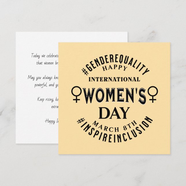 Tarjeta Día Internacional de la Mujer | 8 de marzo Igualda (Anverso / Reverso)