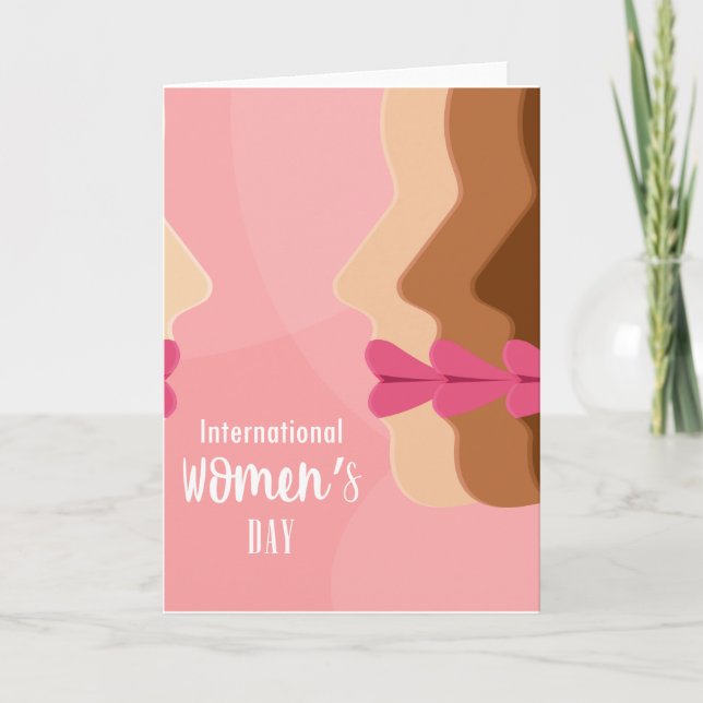 Tarjeta Día internacional de la mujer rosa (Anverso)