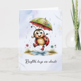 Tarjeta Día Lluvioso Retro Mariquita "Días Más Brillantes"