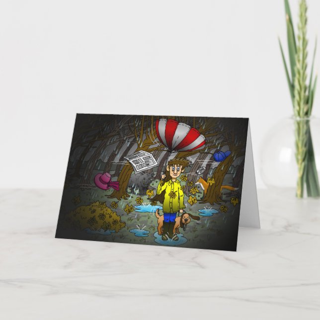 Tarjeta Día lluvioso y ventoso (Anverso)