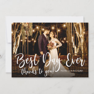 Tarjeta Día Más Hermoso Elegante Foto Agradecimiento Boda