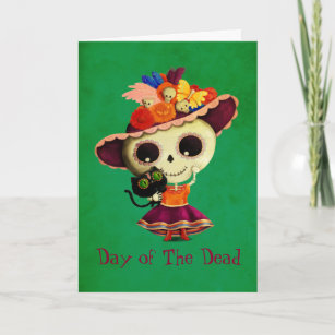 Tarjeta Día mexicano lindo del chica muerto