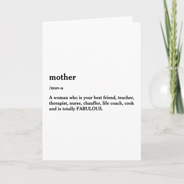 Tarjeta Día moderno de la madre | Definición de madre (Anverso)
