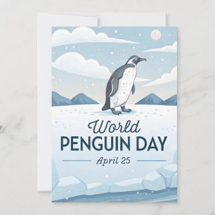 Tarjeta Día Mundial del Pingüino Ilustración de Invierno e