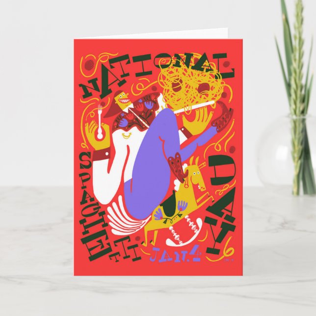 Tarjeta Día nacional de espagueti de las vacaciones obscen (Anverso)